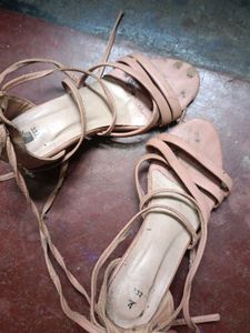 Strappy Lace-Up Flat Sandals