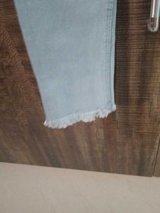 High-Waisted Frayed Hem Jeans