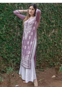 Elegant Purple Chikankari Kurta