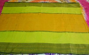 Yellow &amp; Olive Green Saree