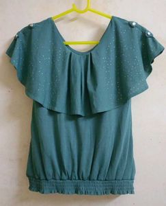 Teal Ruffled Top