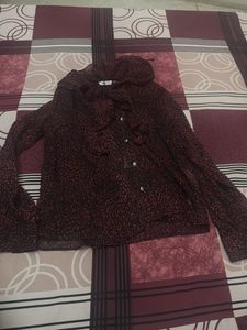Chic Ruffled Print Shirt