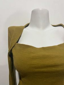 Chic Ribbed Knit Top with Shrug