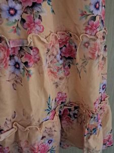 Yellow floral print girls dress