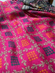 Designer Pink Saree with Peacock Border
