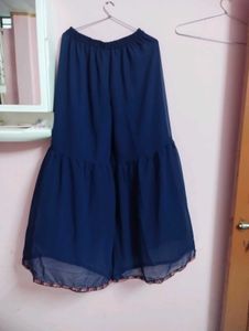 Embroidered Navy Blue Kurta shrara Set