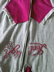 Grey &amp; Maroon Zip-Up Hoodie