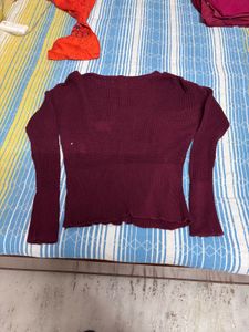 Chic Burgundy Knit Sweater