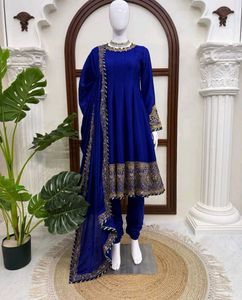 Elegant Royal Blue Embroidered Kurta Set