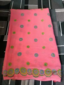 Beautiful Pink Embroidered Saree