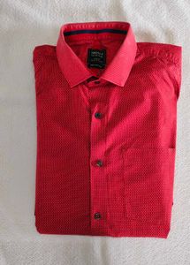 Men's Red Printed Full Sleeve Shirt