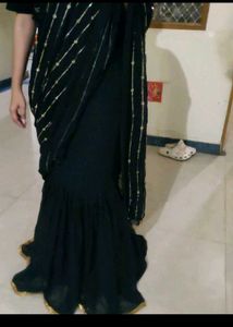 black fishcut designer lehenga