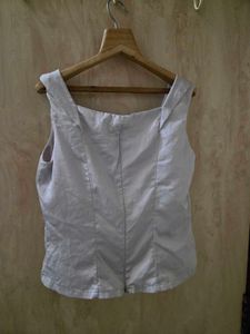Women's Light Grey Pearl Embellished Crop Top