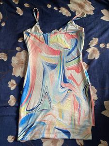 Vibrant Swirl Print Mini Dress