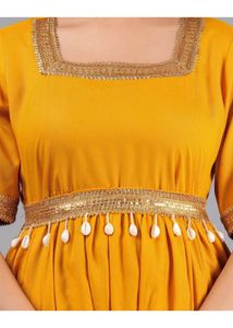 Kurta, Sharara pant, Shell belt with necklace