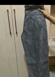 Grey Wide Leg Denim Jeans