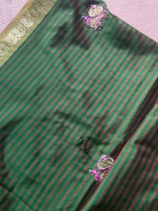 Olive Green Color Saree With Blouse