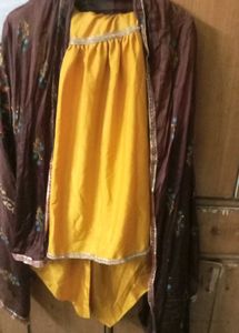 Yellow Embroidered Ethnic Gown