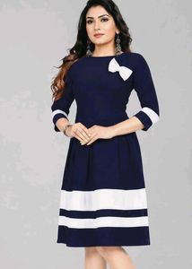 Chic Blue & White Striped Dress