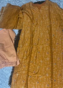 Yellow Printed Kurta Set with Dupatta