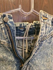 Acid Wash Lace-Up Denim Mini Skirt