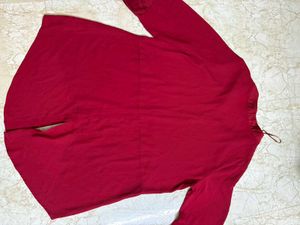 Red V-Neck High-Low Tunic Top...