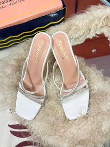 Sparkling White Heeled Sandals
