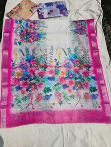 Vibrant Floral Print Saree
