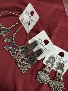 Ethnic Oxidized Silver Jewellery Set of 3