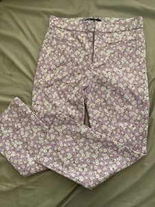 ZARA Lavender White Floral Flare Pants