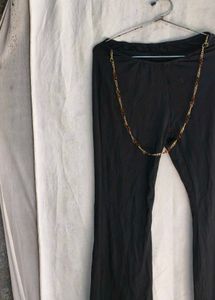 Black Flared Pants with Chain Detail