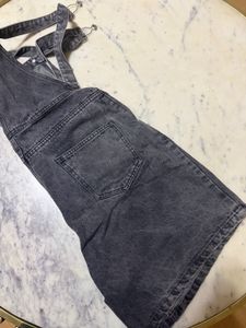 Gray Wash Denim Overalls Shorts