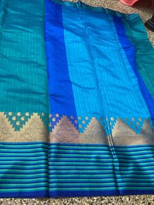 New Peacock Blue Saree For Grabs