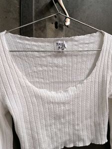 Princess Polly White Ribbed Crop Top