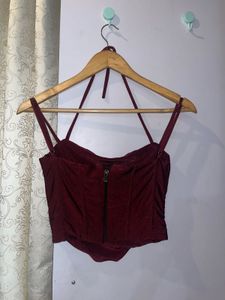 ❤️ Burgundy Corset Cami Top