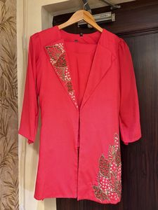 Elegant Pink Embellished Top &amp; Jacket