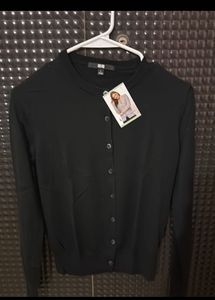 Classic Black Button-Up Cardigan