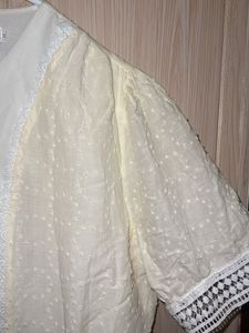 Elegant Lace Trimmed Cream Blouse