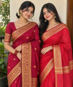 Elegant Red Silk Blend Saree