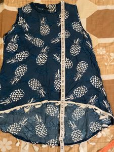 Pineapple Print Tassel Hem Top