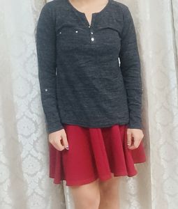 🖤 black top 🎩 with red ♥️ short skirt👗👗