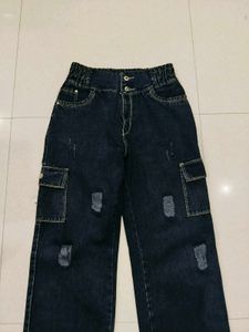 Women’s Wide Leg Cargo Jeans Combo – 2 Pieces