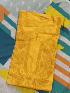 Yellow Chikankari Kurta / Kurti