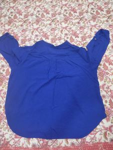Vibrant Blue Button-Up Tunic Top
