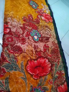 Printed Saree With Work &amp; Unstitched Blouse