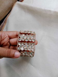Stunning Bangle Bracelet with Pearl Dangles