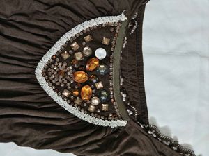 Embellished Brown Cap Sleeve Top