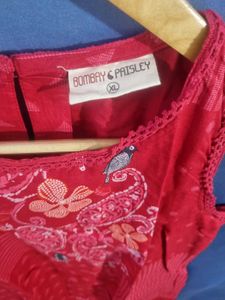 Red Paisley Sleeveless Tank Top