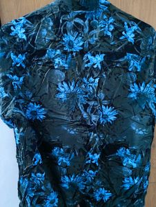 Men's Blue Floral Short Sleeve Shirt