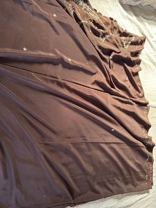 Brown Zardozi Work Silk Satin Saree